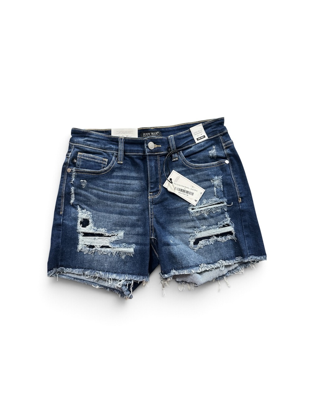 Judy Blue Distressed Dark Blue Denim Shorts